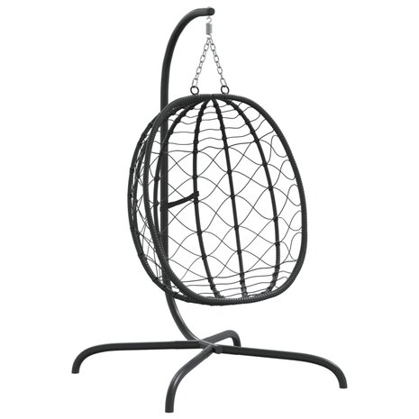 Hangstoel met kussen poly rattan en staal antracietkleurig 7