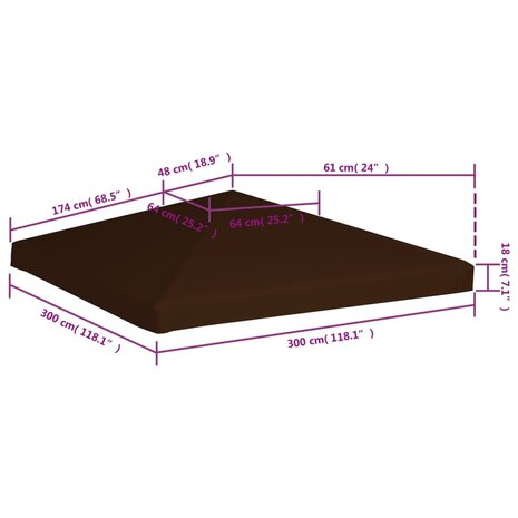 Prieeldak 310 g/m² 3x3 m bruin 6