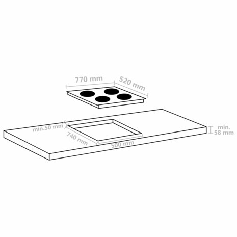 Inductiekookplaat 4 zones aanraakbediening 7000 W 77 cm glas 4