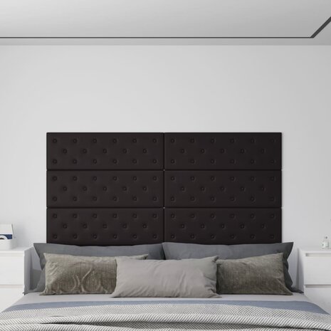 Wandpanelen 12 st 3,24 m² 90x30 cm kunstleer zwart 1