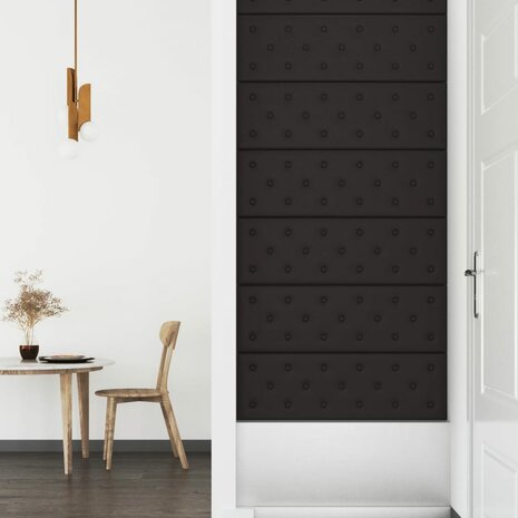 Wandpanelen 12 st 3,24 m² 90x30 cm kunstleer zwart 4