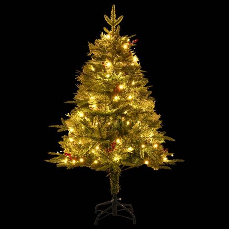 Kerstboom met LED en dennenappels 120 cm PVC en PE groen 4