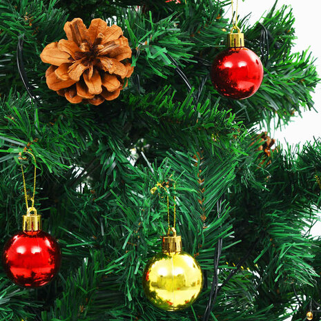 Kunstkerstboom met verlichting en kerstballen 150 cm groen 8