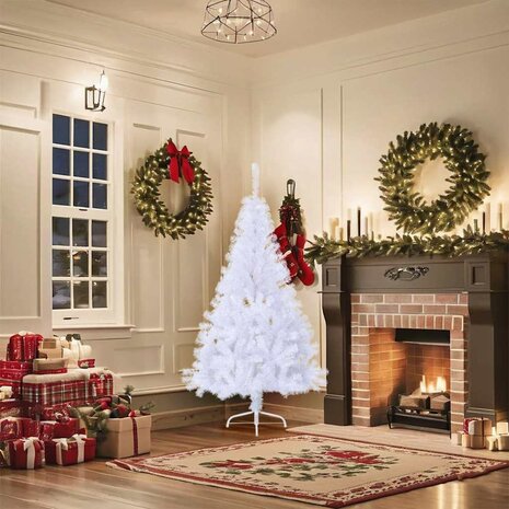 Kunstkerstboom met standaard half 150 cm PVC wit 2