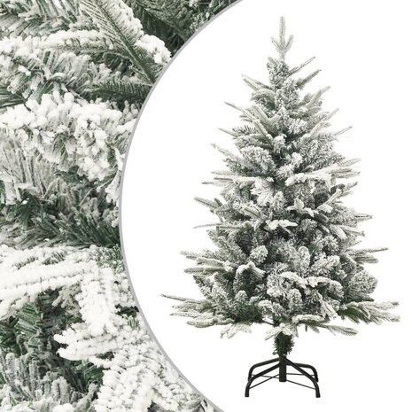 Kunstkerstboom met sneeuw 120 cm PVC en PE groen 1