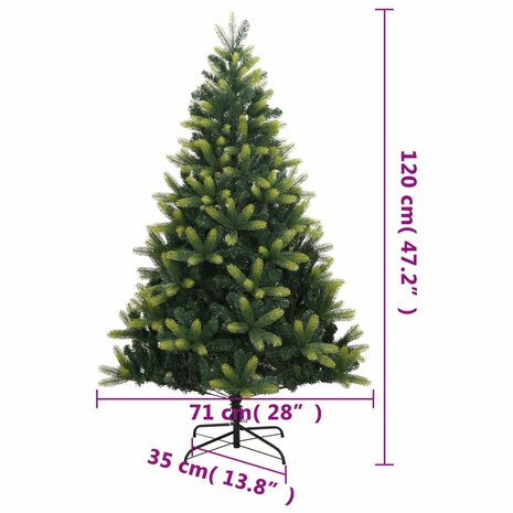 Kunstkerstboom met scharnieren en standaard 120 cm 9