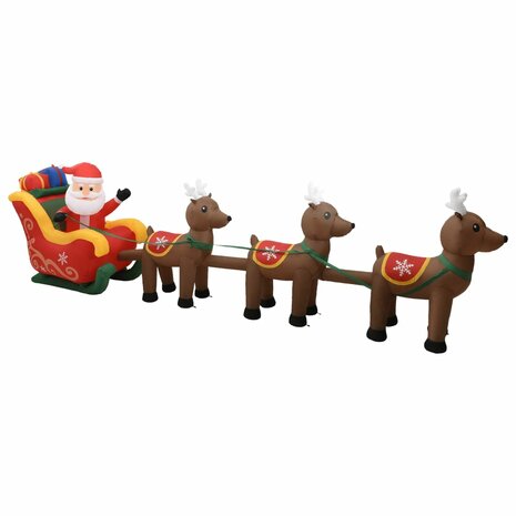 Kerstdecoratie opblaasbaar kerstman en rendieren LED 490 cm 2