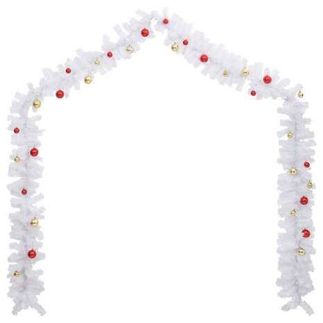 Kerstslinger versierd met kerstballen 5 m wit 3