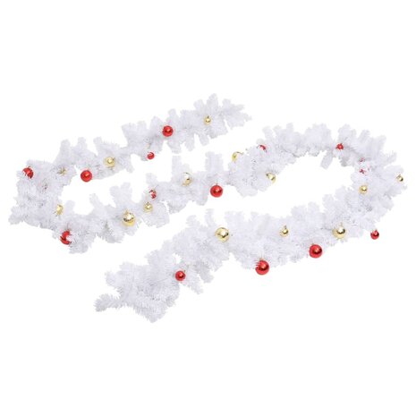 Kerstslinger versierd met kerstballen 5 m wit 4