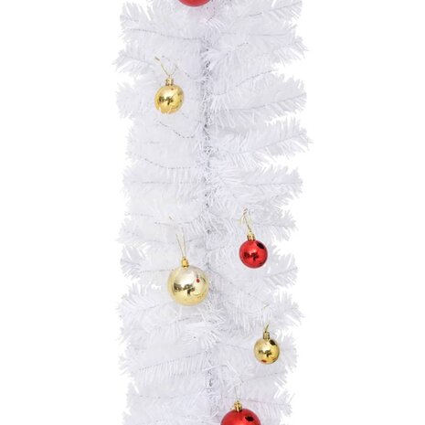 Kerstslinger versierd met kerstballen 5 m wit 5