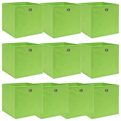 Opbergboxen 10 st 32x32x32 cm stof groen 1