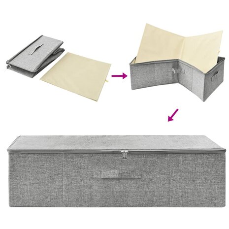 Opbergbox 70x40x18 cm stof grijs 5