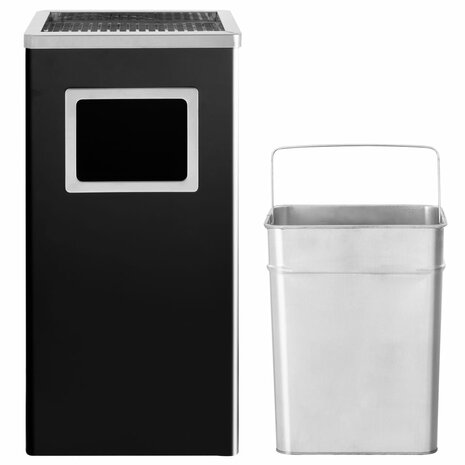 Asbak/prullenbak Hotel 45 L staal zwart 3