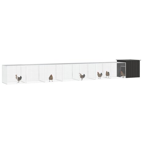 Kippenhok 800x91x100 cm gegalvaniseerd staal antracietkleurig 2