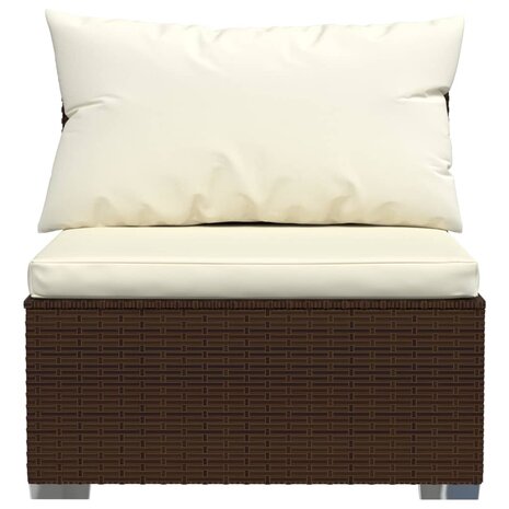 Tuinmiddenbank met kussens poly rattan bruin 4