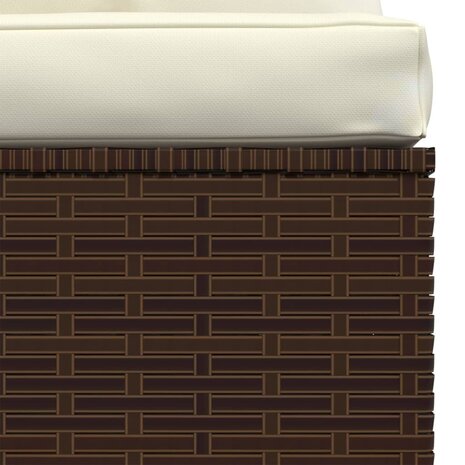 Tuinmiddenbank met kussens poly rattan bruin 6