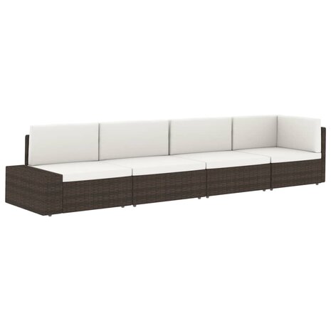 Hoekbank met linkerarmleuning sectioneel poly rattan bruin 7