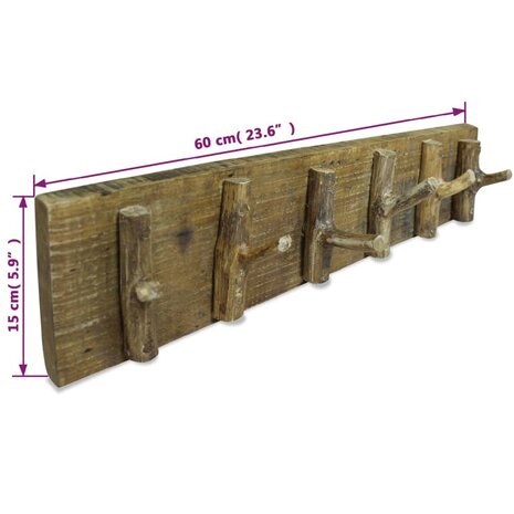 Kapstok 60x15 cm gemengd gerecycled hout 3