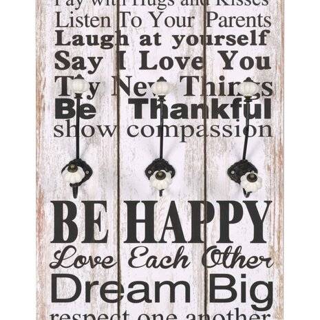 Wandkapstok met 6 haken FAMILY RULES 120x40 cm  4