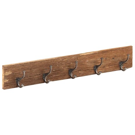 Wandkapstok met 5 haken 100x2,5x15 cm massief gerecycled hout 1