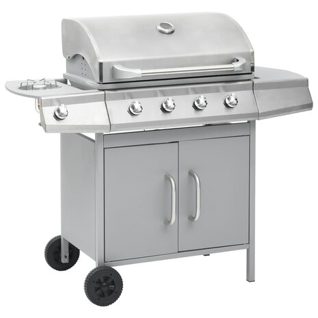 Gasbarbecue 4+1 kookzone roestvrij staal zilverkleurig  2