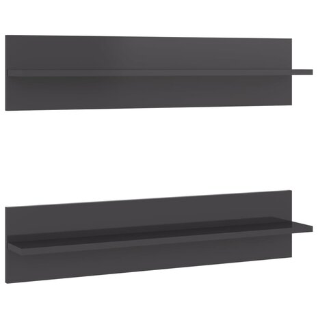 Wandschappen 2 st 80x11,5x18 cm bewerkt hout hoogglans grijs 2