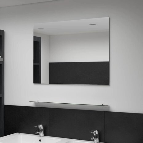 Wandspiegel met schap 80x60 cm gehard glas 1