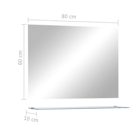 Wandspiegel met schap 80x60 cm gehard glas 6