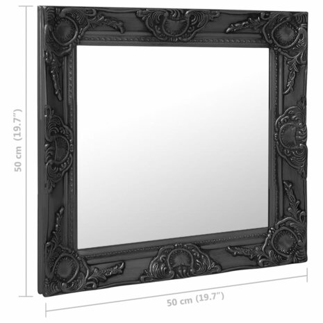 Wandspiegel barok stijl 50x50 cm zwart 6