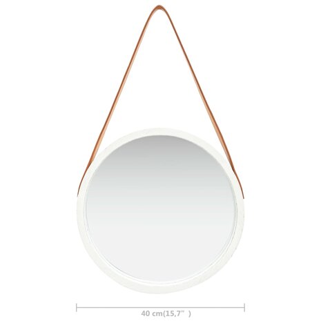 Wandspiegel met band 40 cm wit 6