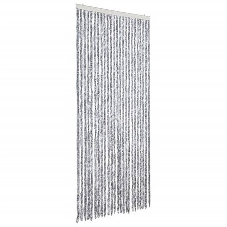 Vliegengordijn 100x220 cm chenille wit en grijs 2
