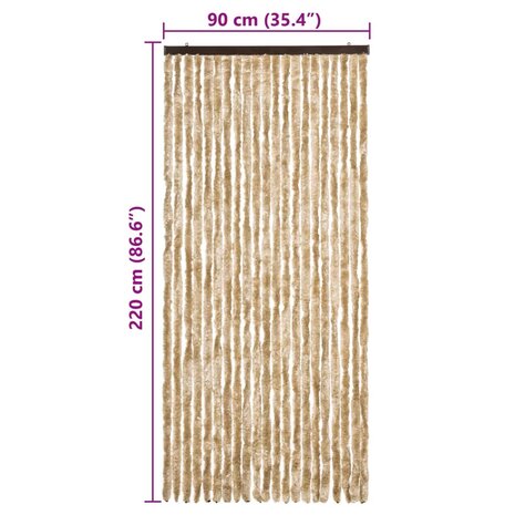 Vliegengordijn 90x220 cm chenille beige 7