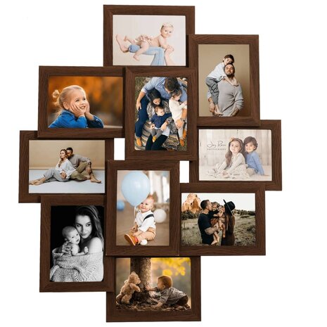Fotolijst voor 10x(10x15 cm) foto MDF donkerbruin 2