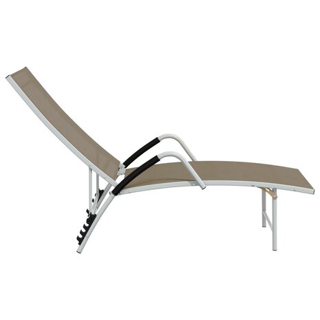 Ligbed textileen en aluminium taupe 4