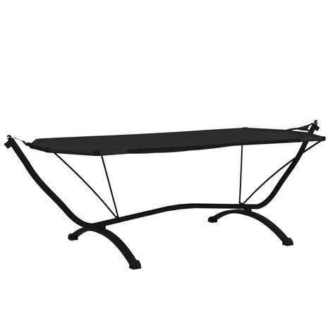 Loungebed met luifel staal en oxford stof zwart 5