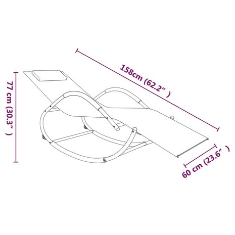Ligbed schommelend staal en textileen crèmekleurig 6