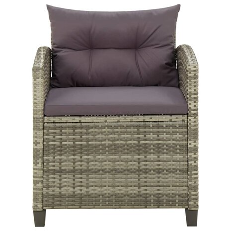 Tuinstoel met kussens poly rattan grijs 2