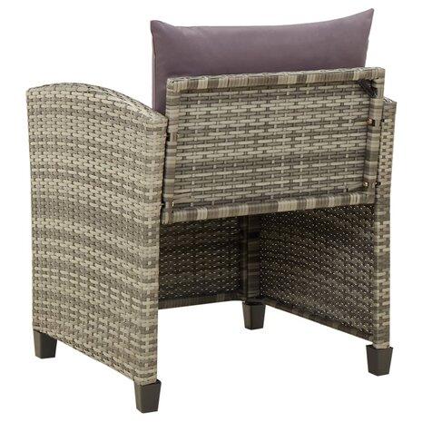 Tuinstoel met kussens poly rattan grijs 4