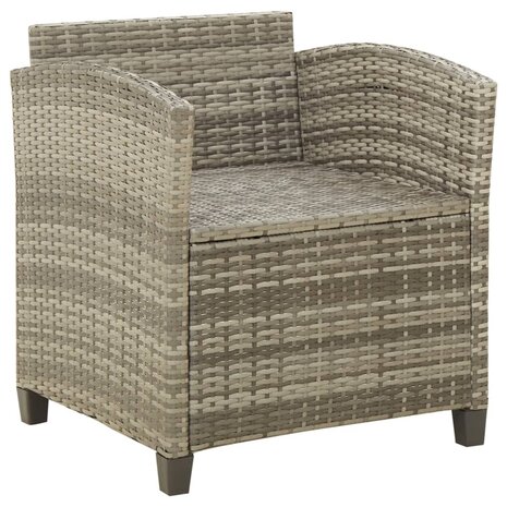 Tuinstoel met kussens poly rattan grijs 5