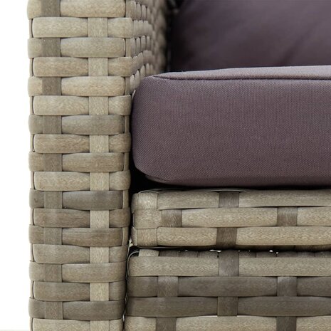 Tuinstoel met kussens poly rattan grijs 6