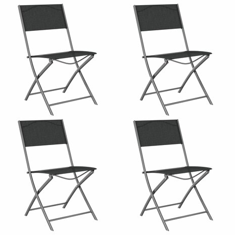 Tuinstoelen inklapbaar 4 st staal en textileen zwart 2