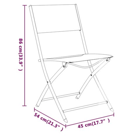 Tuinstoelen inklapbaar 4 st staal en textileen zwart 9