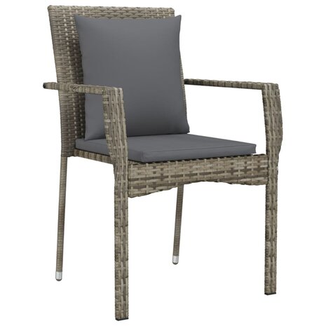 Tuinstoelen 2 st met kussens poly rattan grijs 3