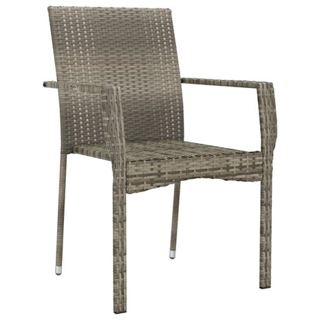 Tuinstoelen 2 st met kussens poly rattan grijs 4