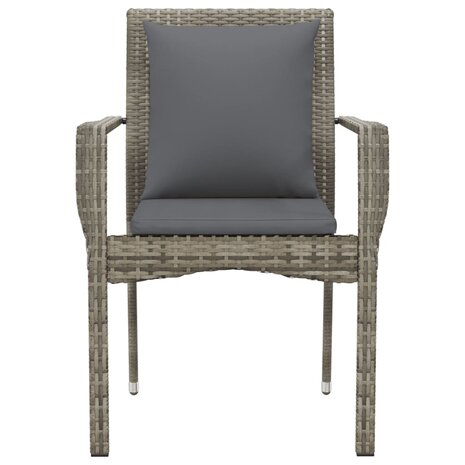 Tuinstoelen 2 st met kussens poly rattan grijs 5