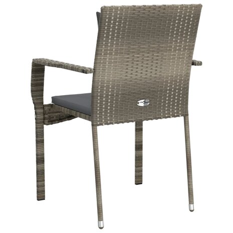 Tuinstoelen 2 st met kussens poly rattan grijs 7
