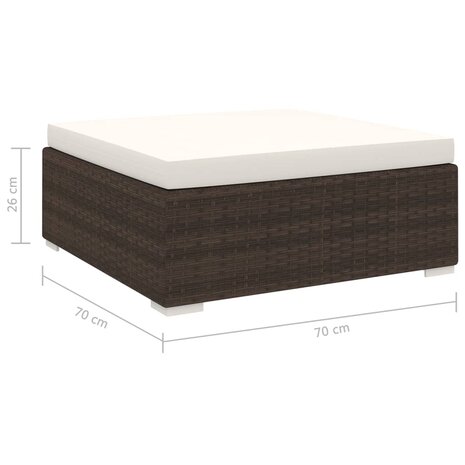 Voetensteun 1 st met kussen poly rattan bruin 4
