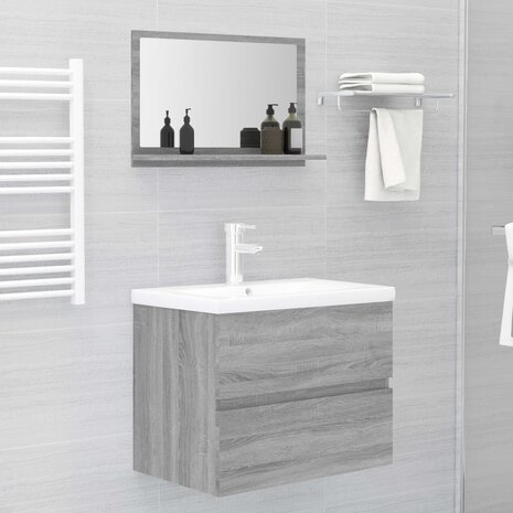 Badkamerspiegel 60x10,5x37 cm bewerkt hout grijs sonoma eiken 5