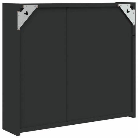 Badkamerkast met spiegel en LED 60x13x52 cm zwart 8