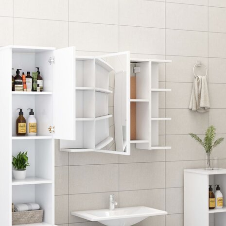 Badkamerspiegelkast 80x20,5x64 cm bewerkt hout wit 3